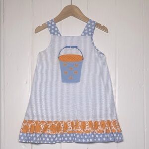 THE BAILEY BOYS EUC/LN Reversible Seersucker Embroidered Appliqué Ruffle Dress